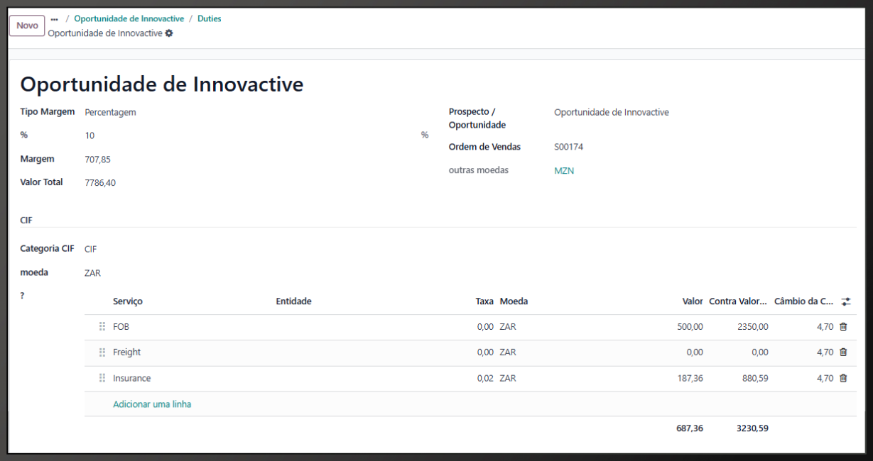 Margens automáticas