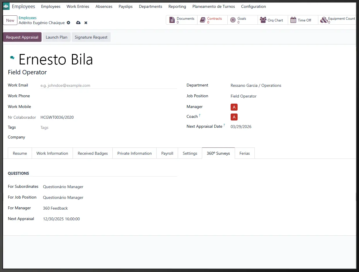 Tela da funcionalidade